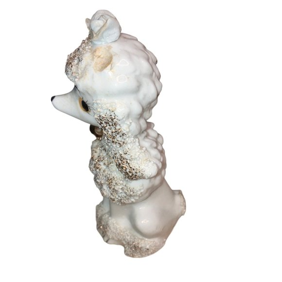 Vintage ceramic White Poodle Spaghetti Trim glitter - Picture 9 of 14